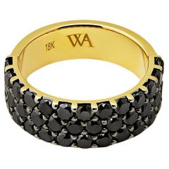 Mens 18k Yellow Gold Ring with Black Diamonds