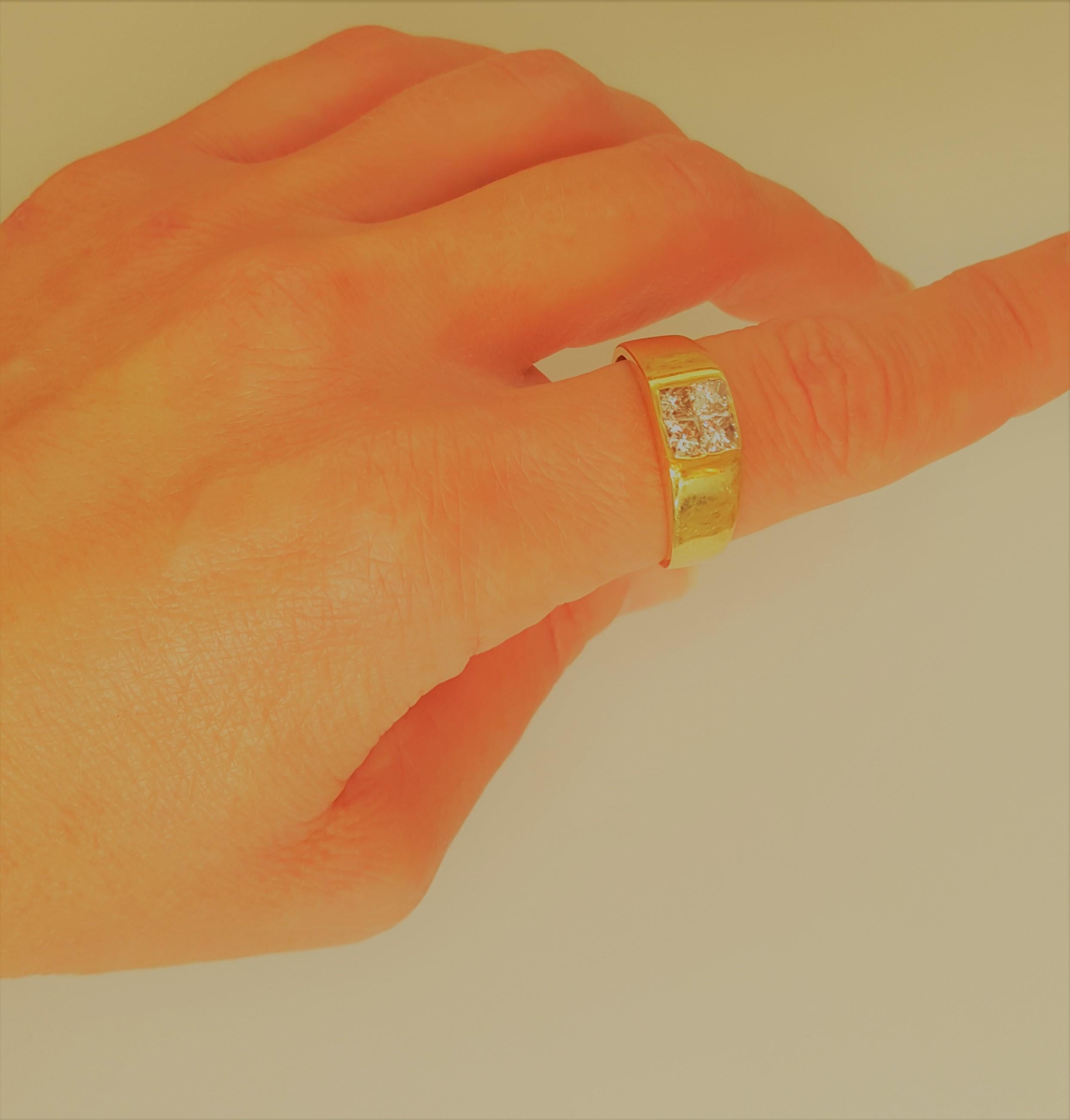 Herren 18kt Gelbgold unsichtbar gefasster Diamantring mit Prinzessinnenschliff 0,40cttw (Carréschliff)