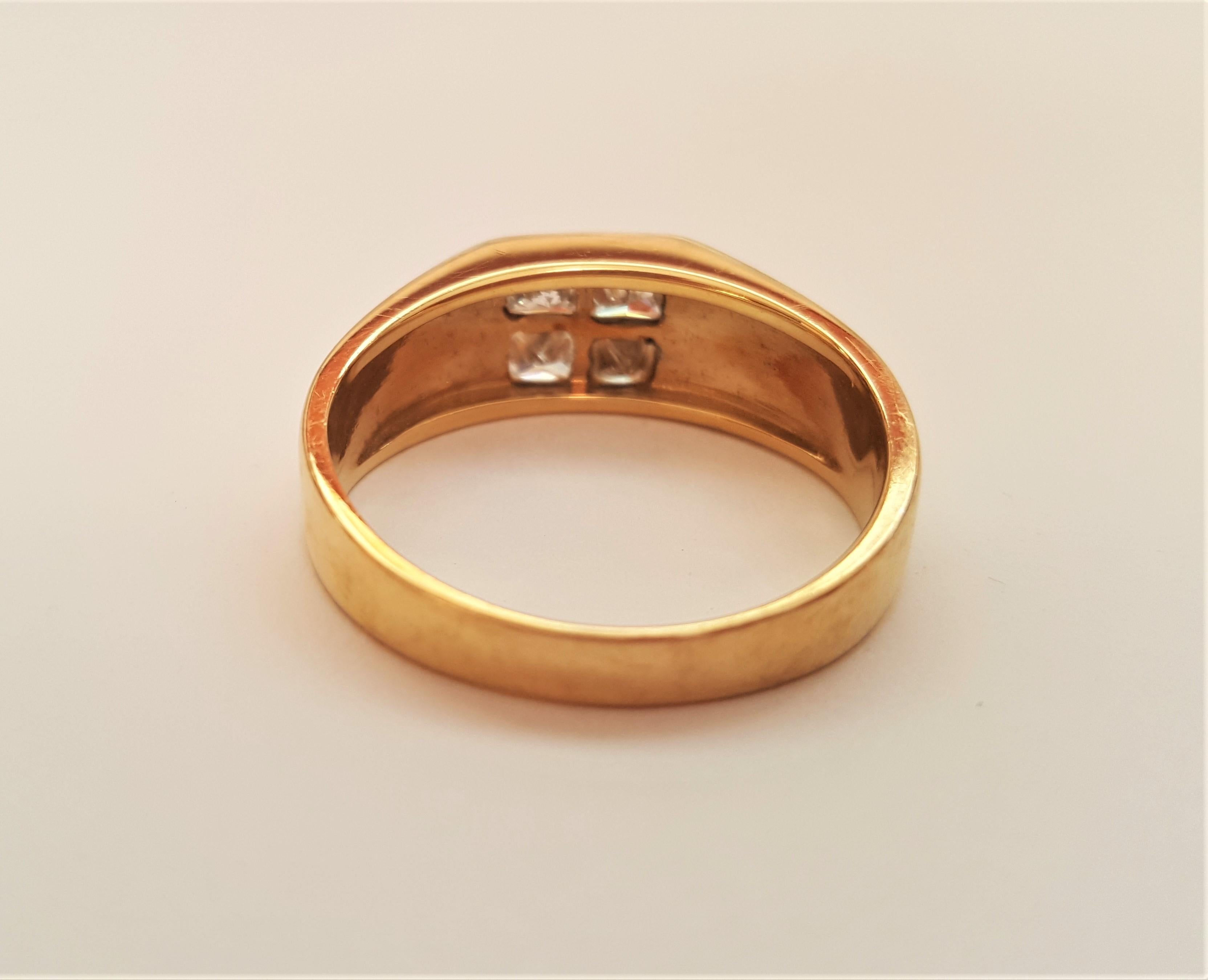 Herren 18kt Gelbgold unsichtbar gefasster Diamantring mit Prinzessinnenschliff 0,40cttw 1