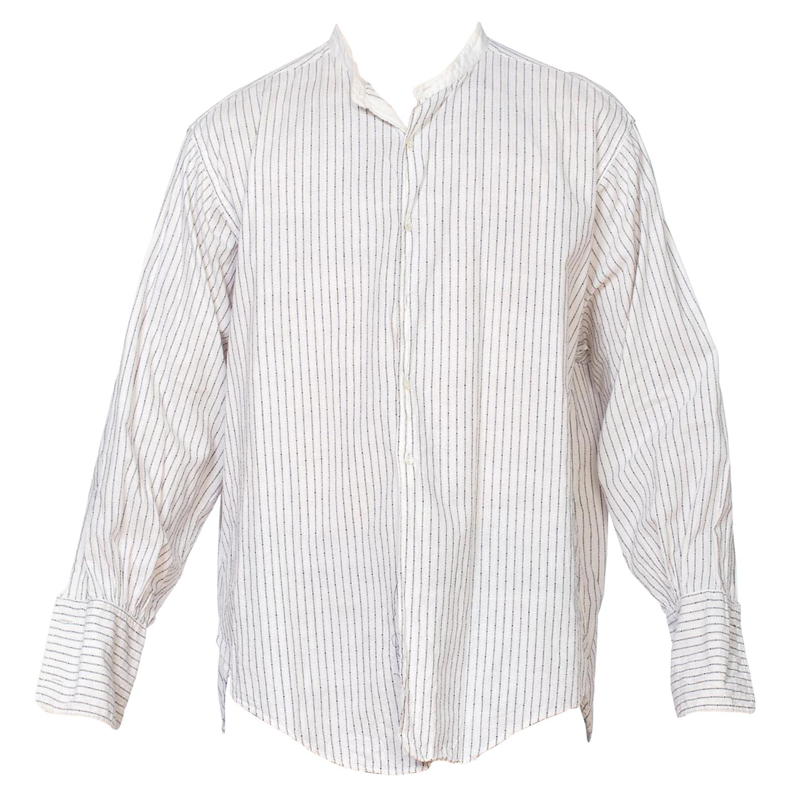 1920S Men's Edwardian Pinstripe French Cuff Cotton Shirt For Sale at ...