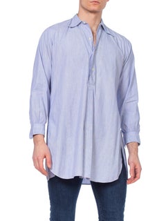 Mens 1920's 1930's Point Collar Pullover Distressed Organic Cotton Shirt