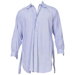 Antique Mens 1920's 1930's Point Collar Pullover Distressed Organic Cotton Shirt