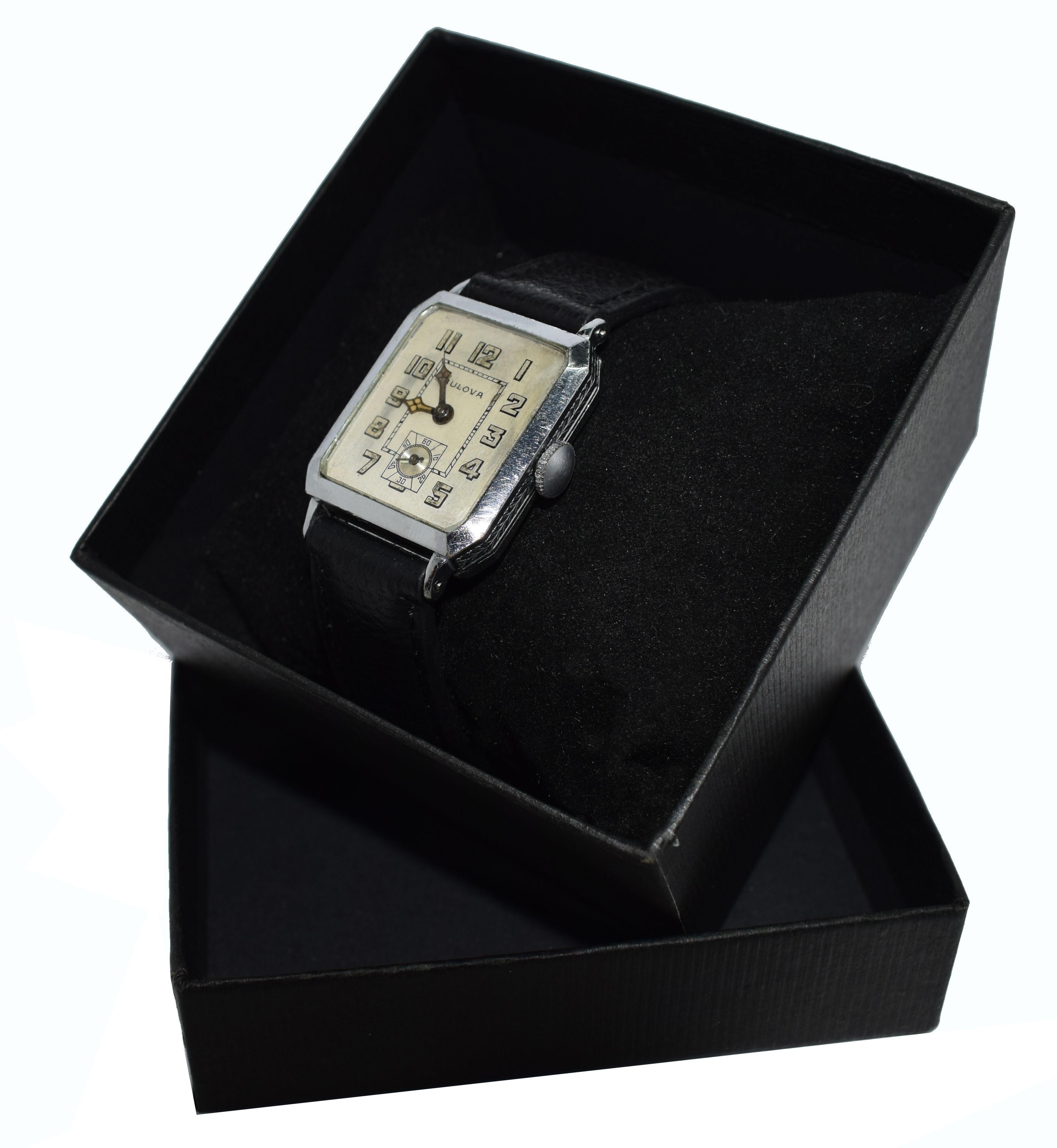 Men's 1928 Art Deco 14 Karat Gold Filled Bulova Wristwatch 1