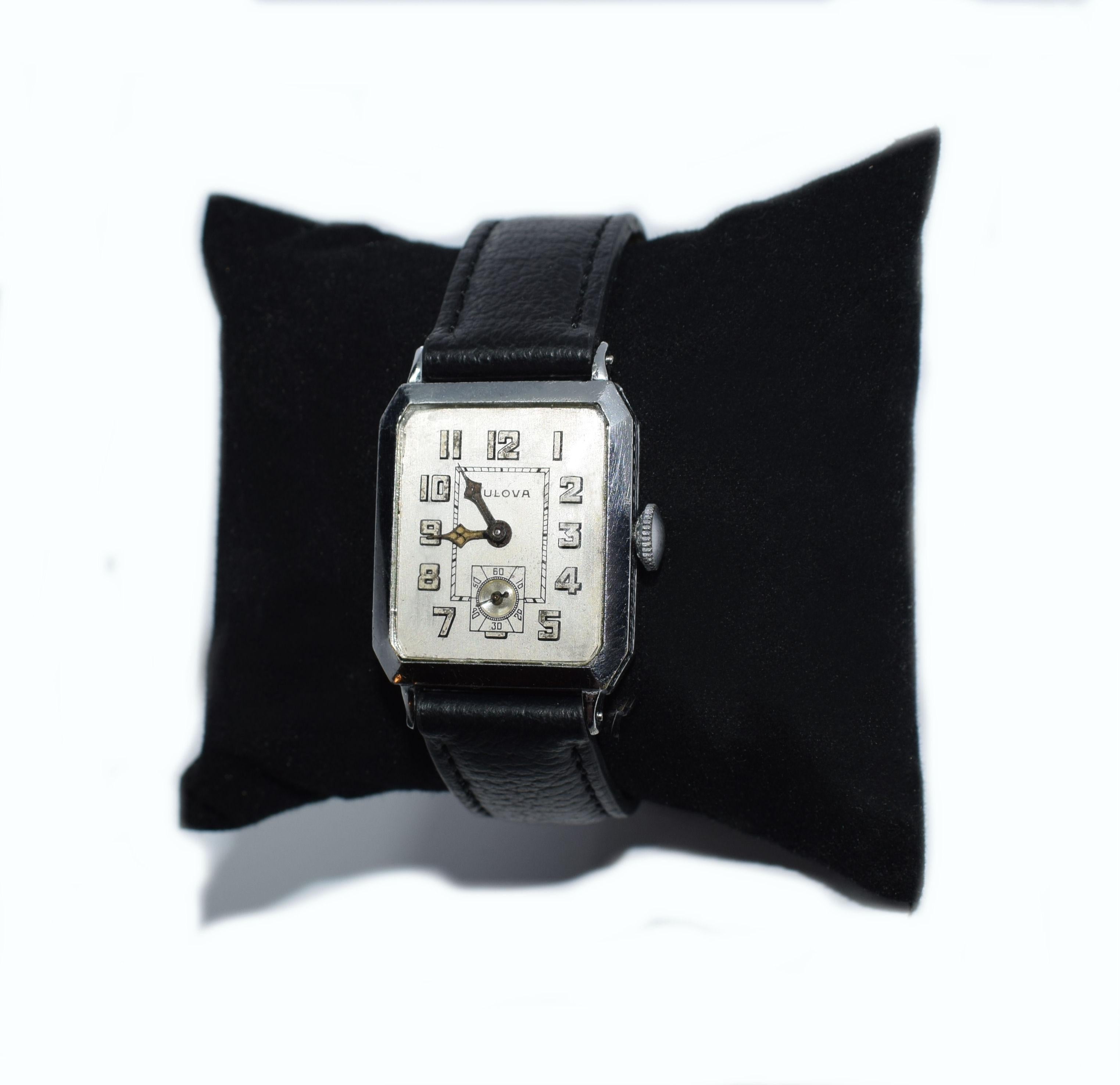 Men's 1928 Art Deco 14 Karat Gold Filled Bulova Wristwatch 2