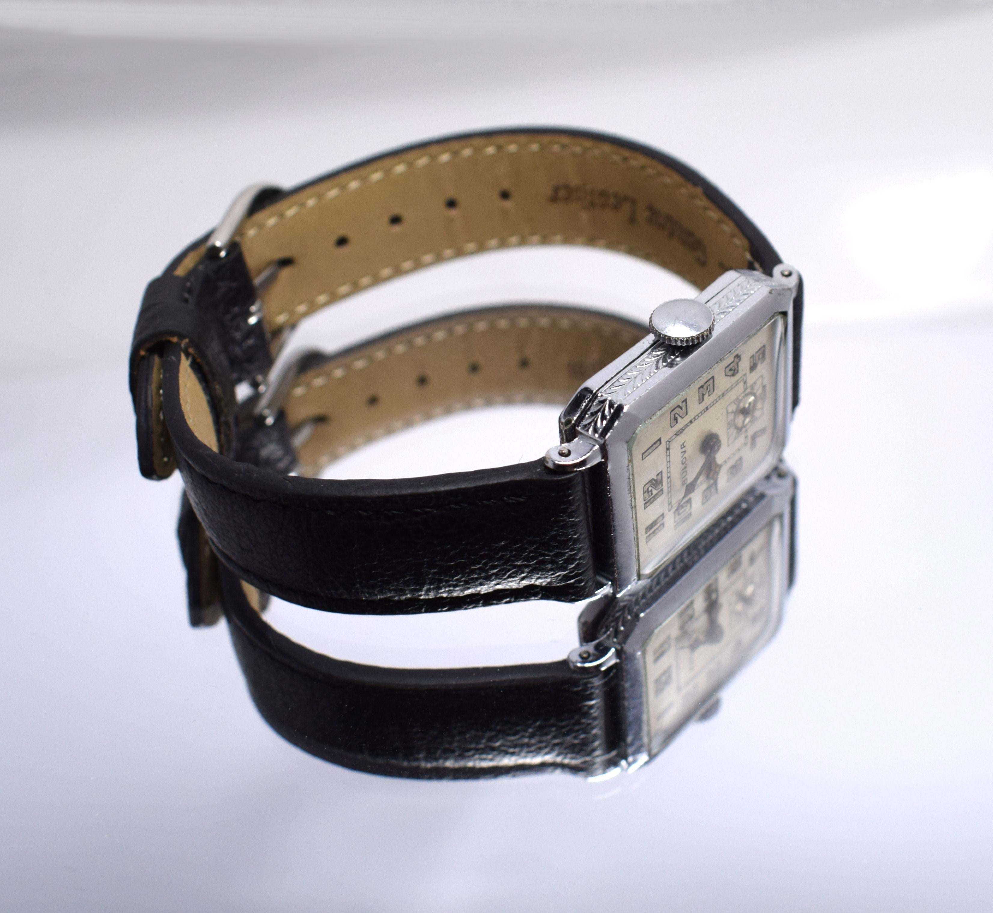 Men's 1928 Art Deco 14 Karat Gold Filled Bulova Wristwatch 4