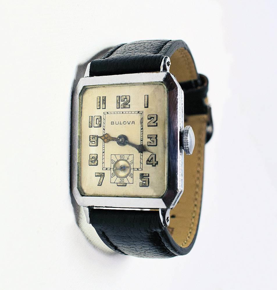 Men's 1928 Art Deco 14-Karat Gold Filled Bulova Wristwatch 2