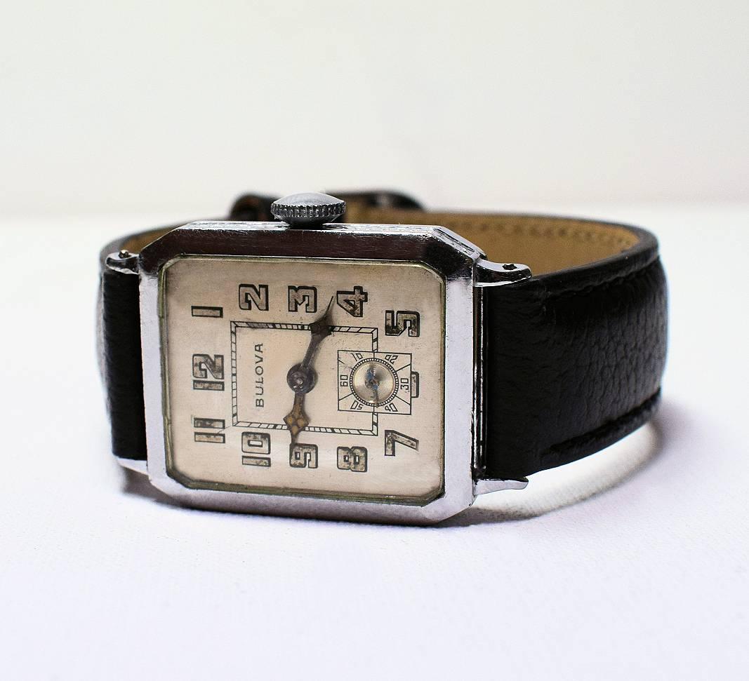 Men's 1928 Art Deco 14-Karat Gold Filled Bulova Wristwatch 3