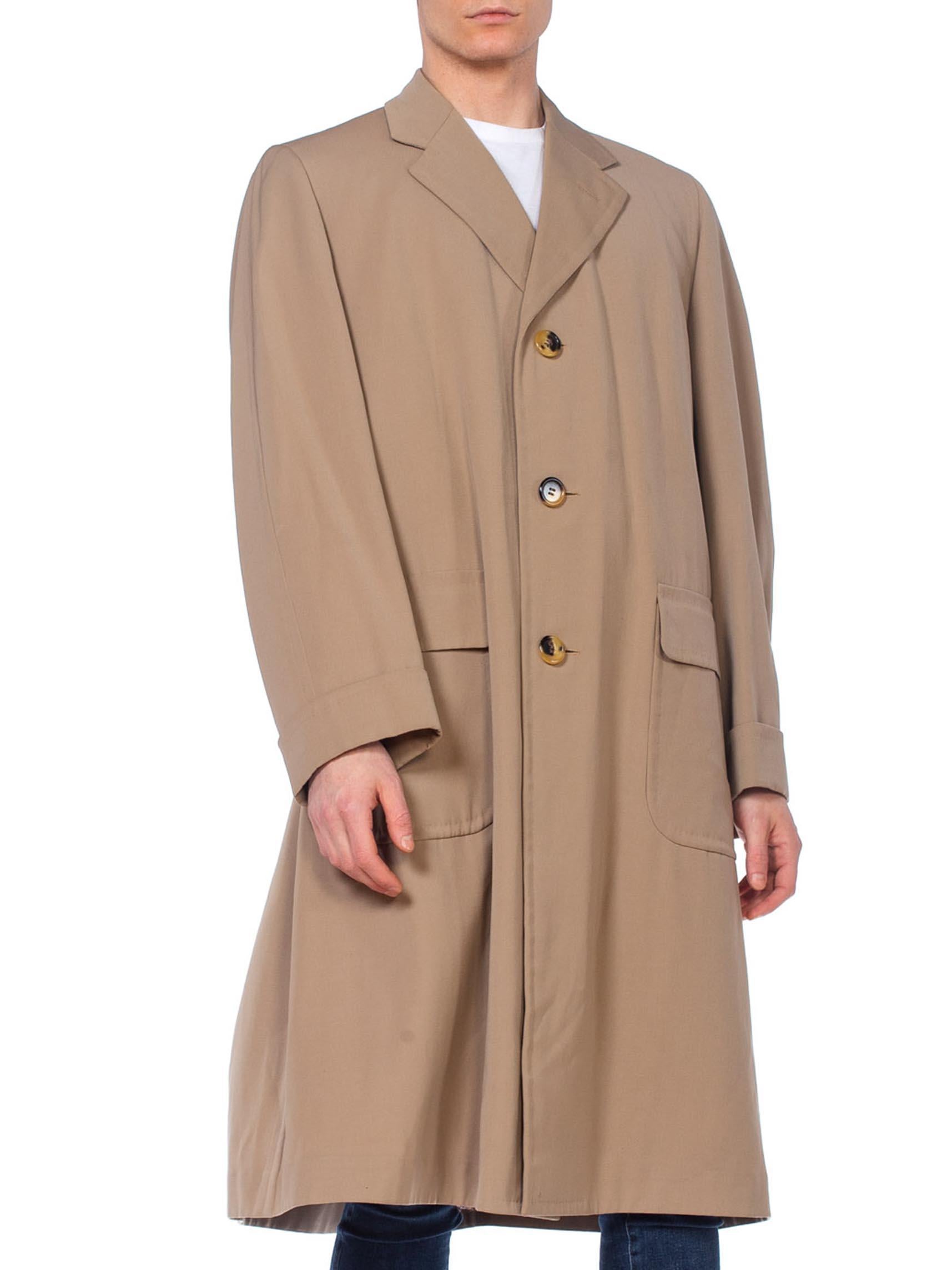 Brown 1950S CHESTER BARRIE Khaki Wool Gabardine  Men's Bespoke Coat For Sale