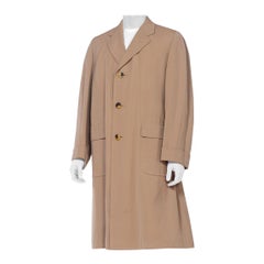 CHESTER BARRIE - Gabardine en laine kaki des années 1950  Manteau sur mesure pour hommes