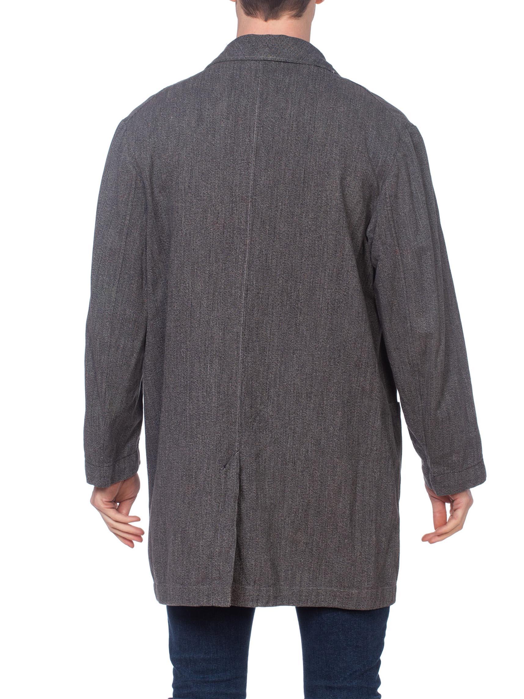 1950S Dark Grey Cotton Melange Men's European Made Workwear Jacket In Good Condition For Sale In New York, NY