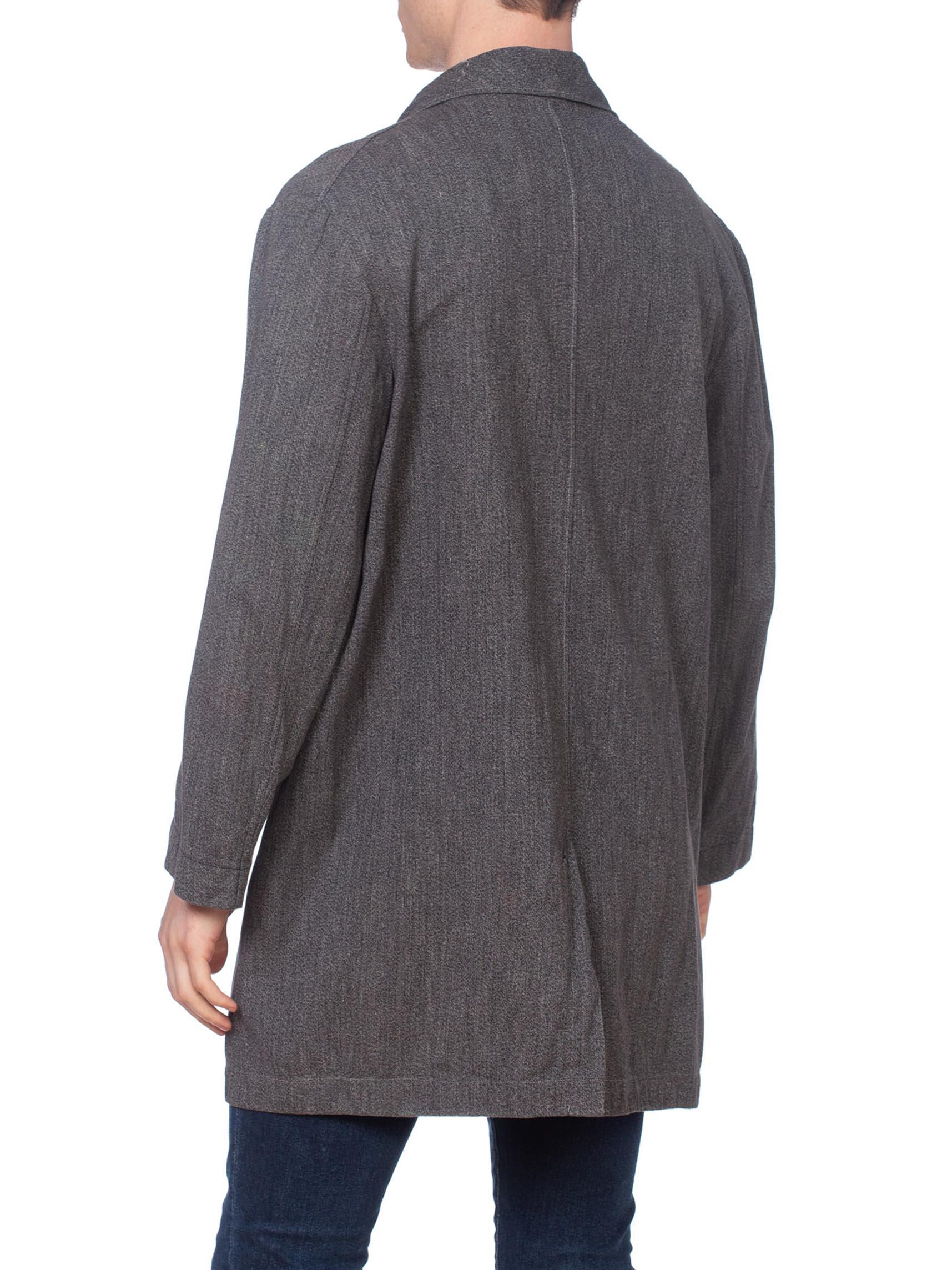 1950S Dark Grey Cotton Melange Men's European Made Workwear Jacket For Sale 1