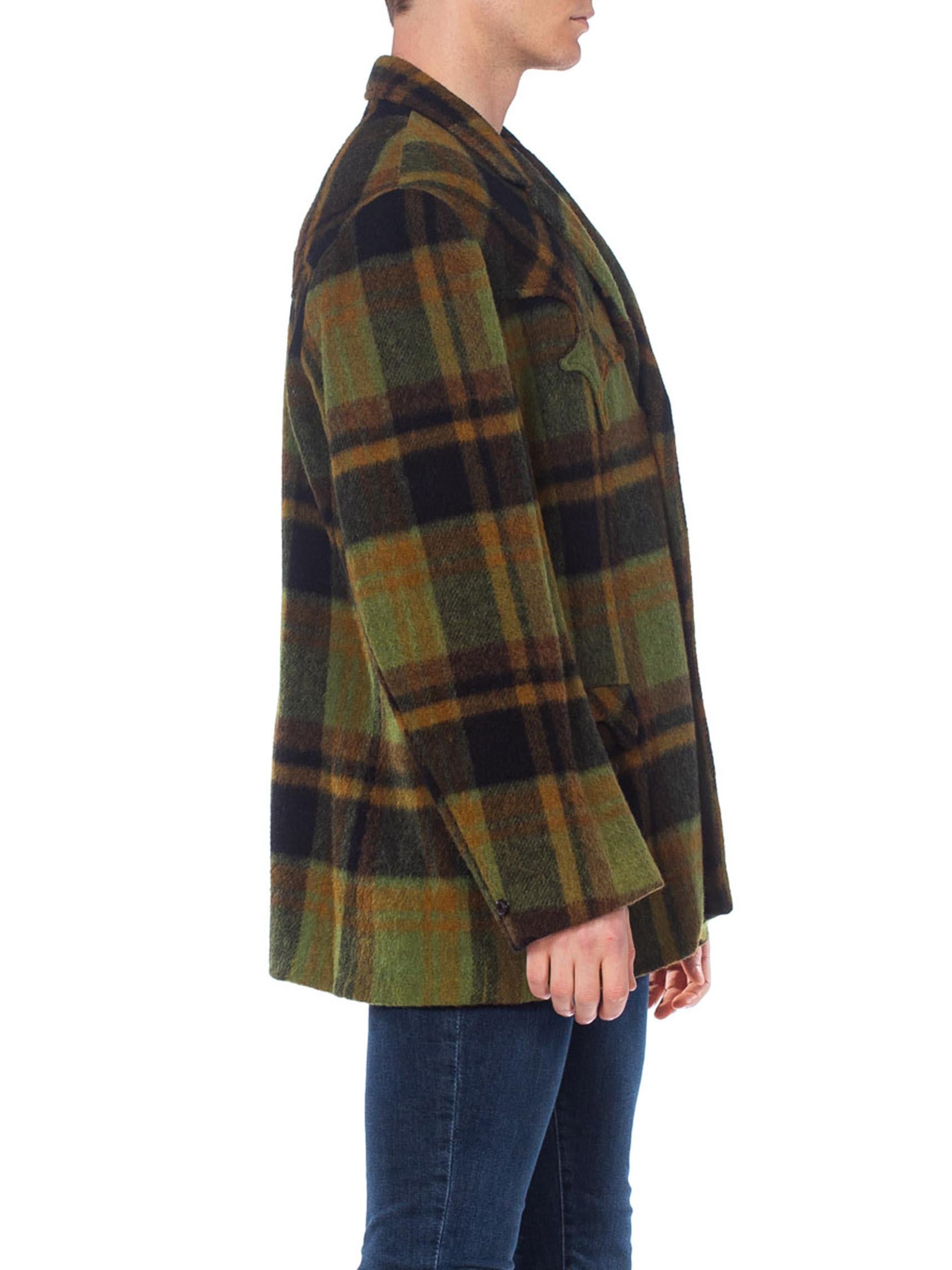 green plaid wool coat