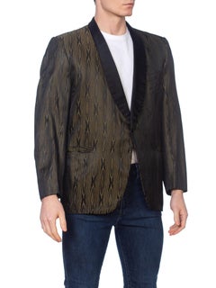 1950S Black & Gold Rayon Blend Men's Rat Pack Rockabilly Tuxedo Dinner Jacket