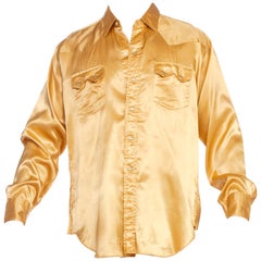 Retro Mens 1950's Levis Big E 16 1/2 35 Sleeve Satin Western Shirt 