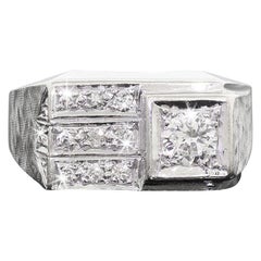 Men's 1960s 14 Karat White Gold and Diamond Ring I-K Size 11 Good Quality