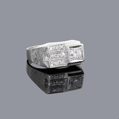 Men's 1960s 14 Karat White Gold and Diamond Ring I-K Size 11 Good Quality