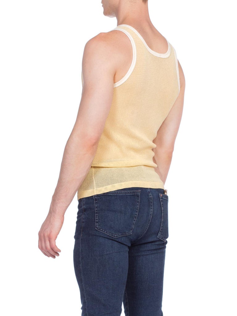 Mens 1960s 1970s Yellow Net Tank Undershirt For Sale at 1stdibs