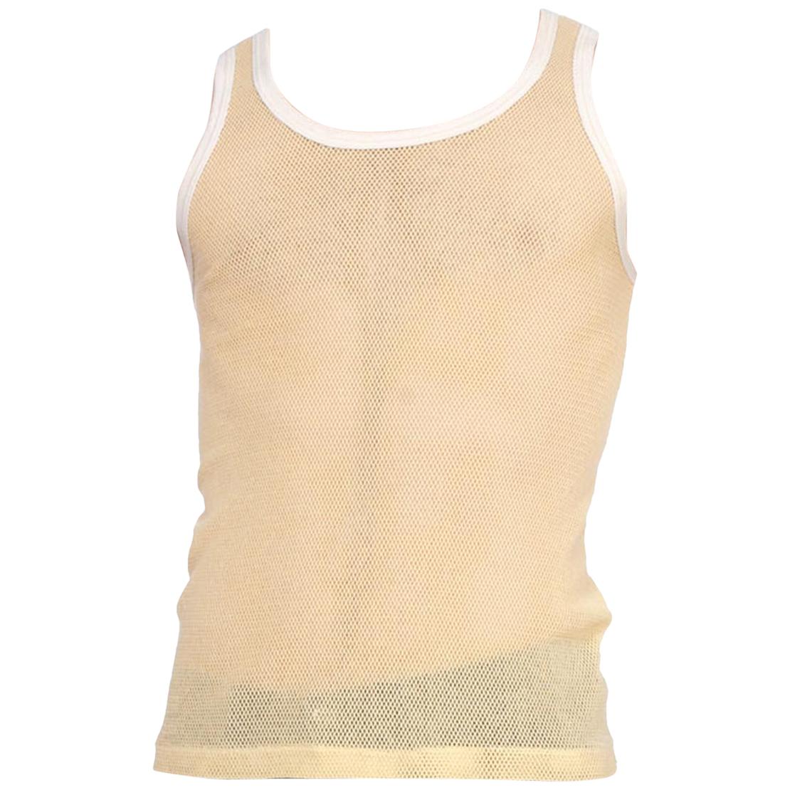 1970S Yellow Cotton Blend Net Men's Tank Top