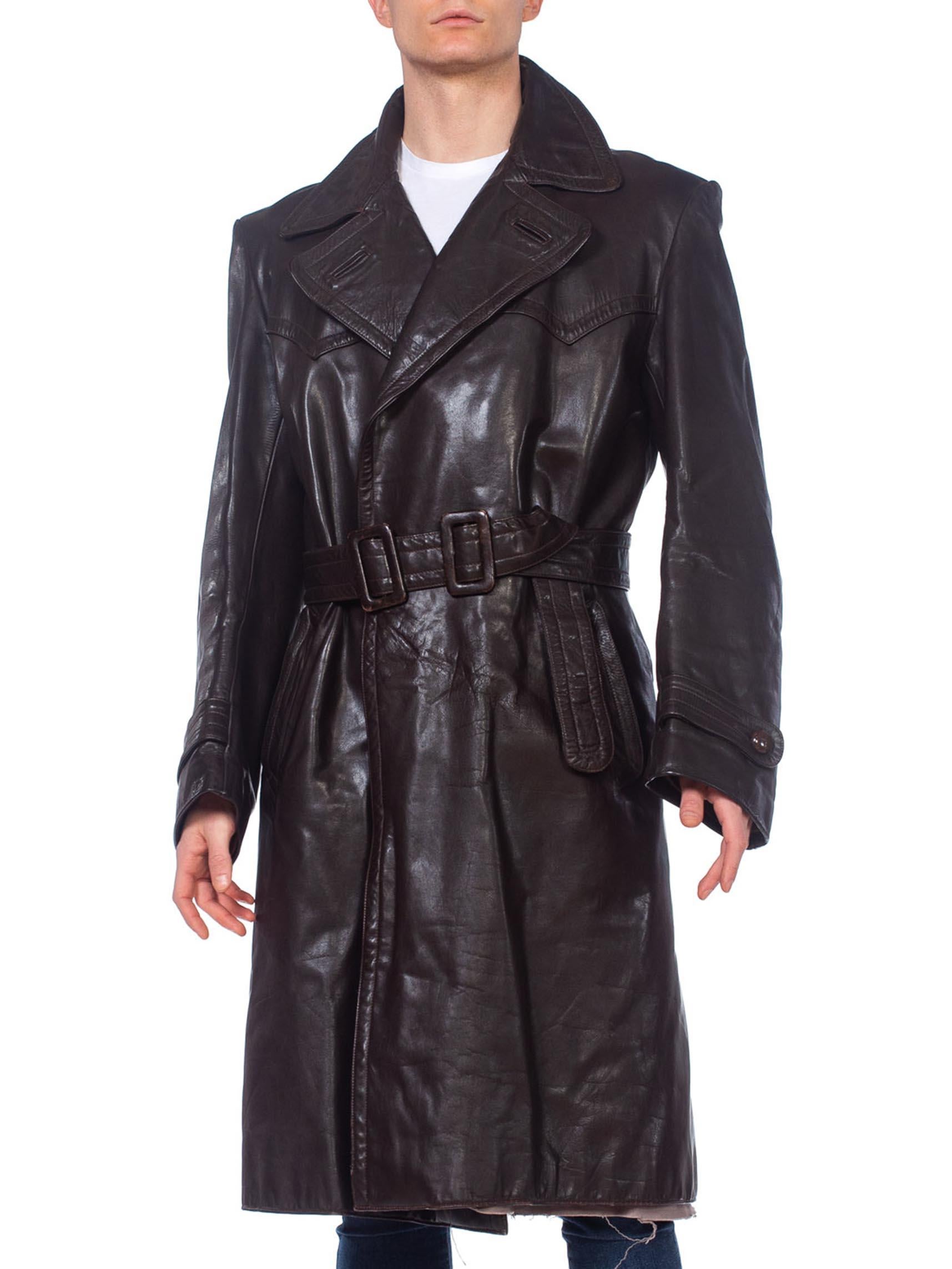 military leather trench coat
