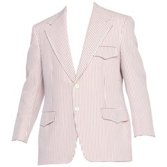 Mens 1970's Seersucker Large Blazer