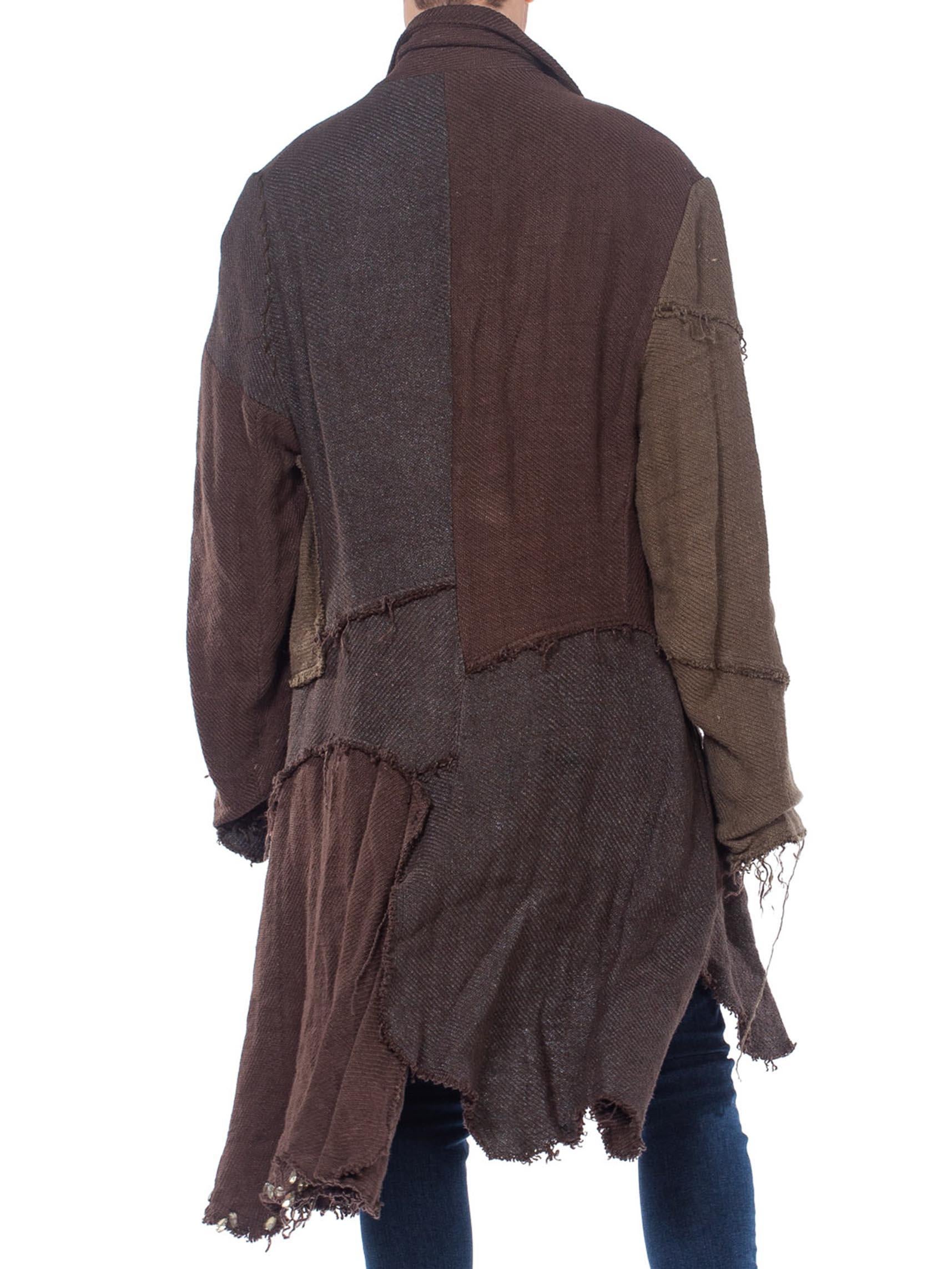 Women's or Men's 1990'S VIVIENNE WESTWOOD Brown Metallic Linen Blend Deconstructed Mud Style Uni For Sale