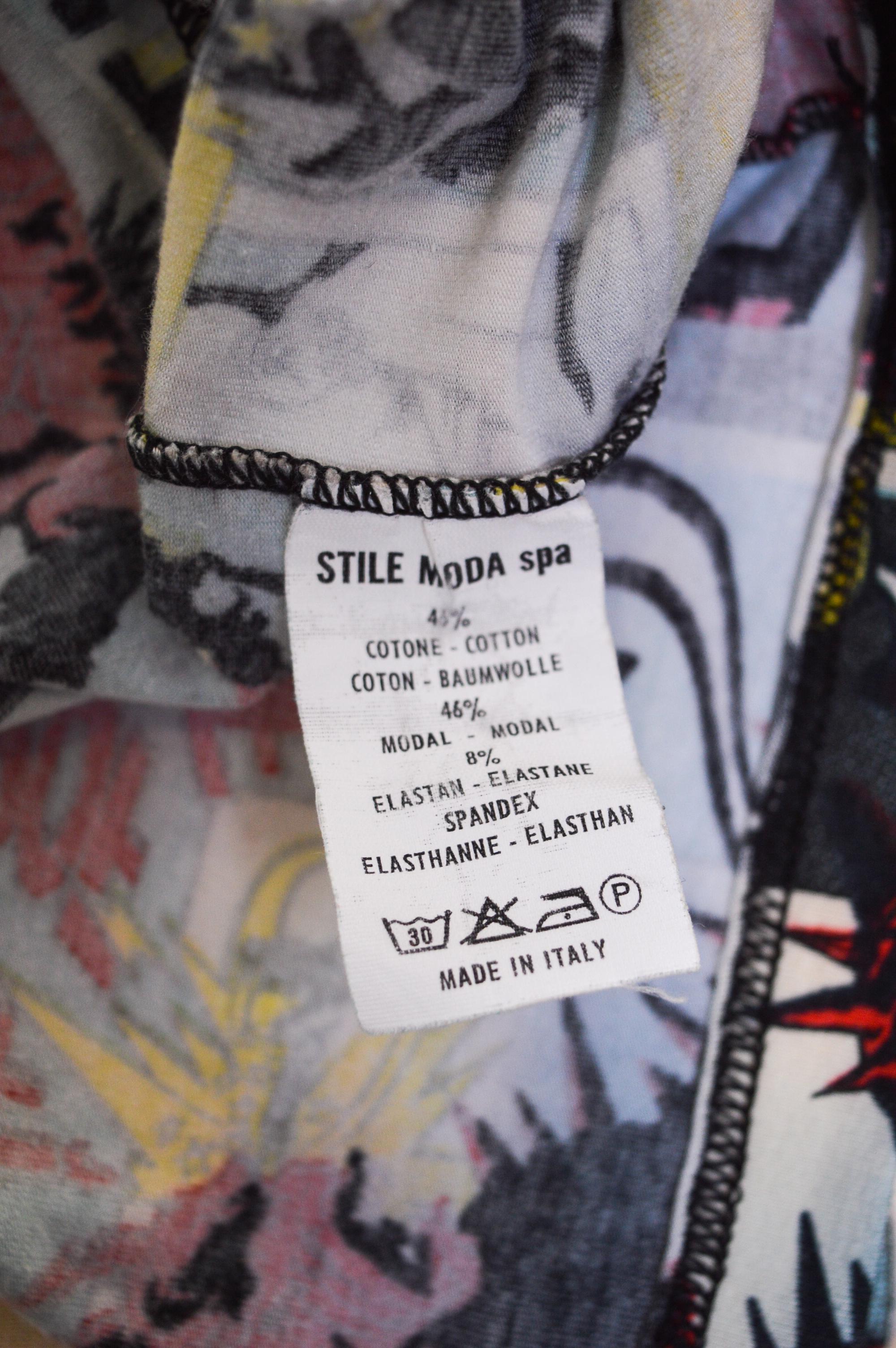 Mens 1995 Jean Paul Gaultier Cotton Roll Neck Long Sleeve Tee - Loud Pattern Top en vente 13