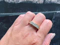 Mens 2 Carat 5 Princess Cut Diamond Band Ring in 14k Yellow Gold