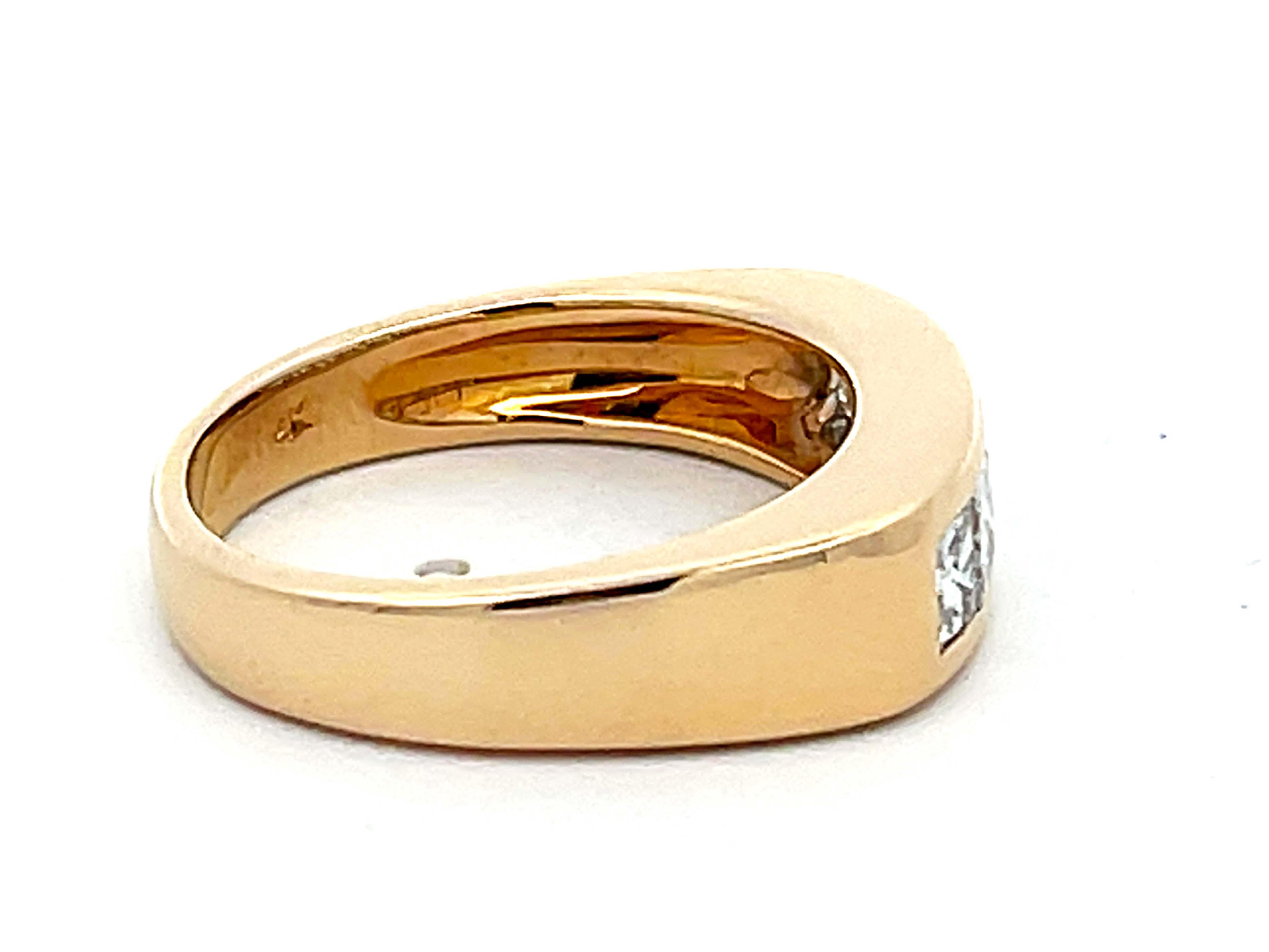Herren 2 Karat 5 Princess Cut Diamond Band Ring in 14k Gelbgold im Angebot 1