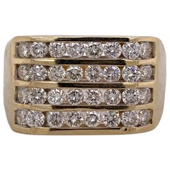 Men's 2.00 Carat Diamond Channel Set 14 Karat Yellow Gold Estate Ring