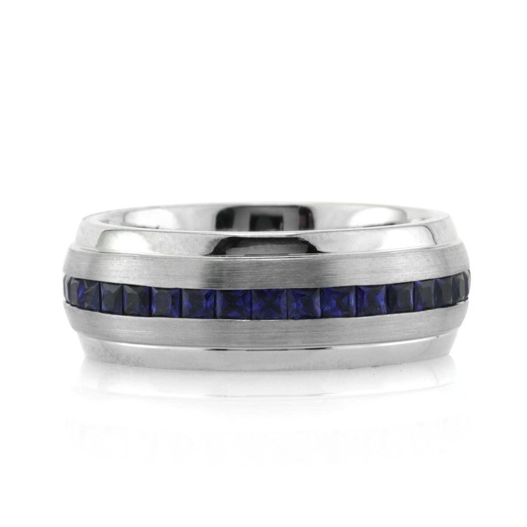 Men
s 2.10ct Sapphire Wedding Band in Platinum For Sale