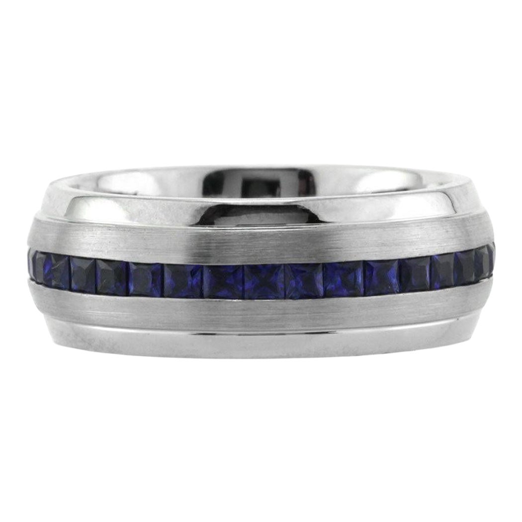 Men
s 2.10ct Sapphire Wedding Band in Platinum