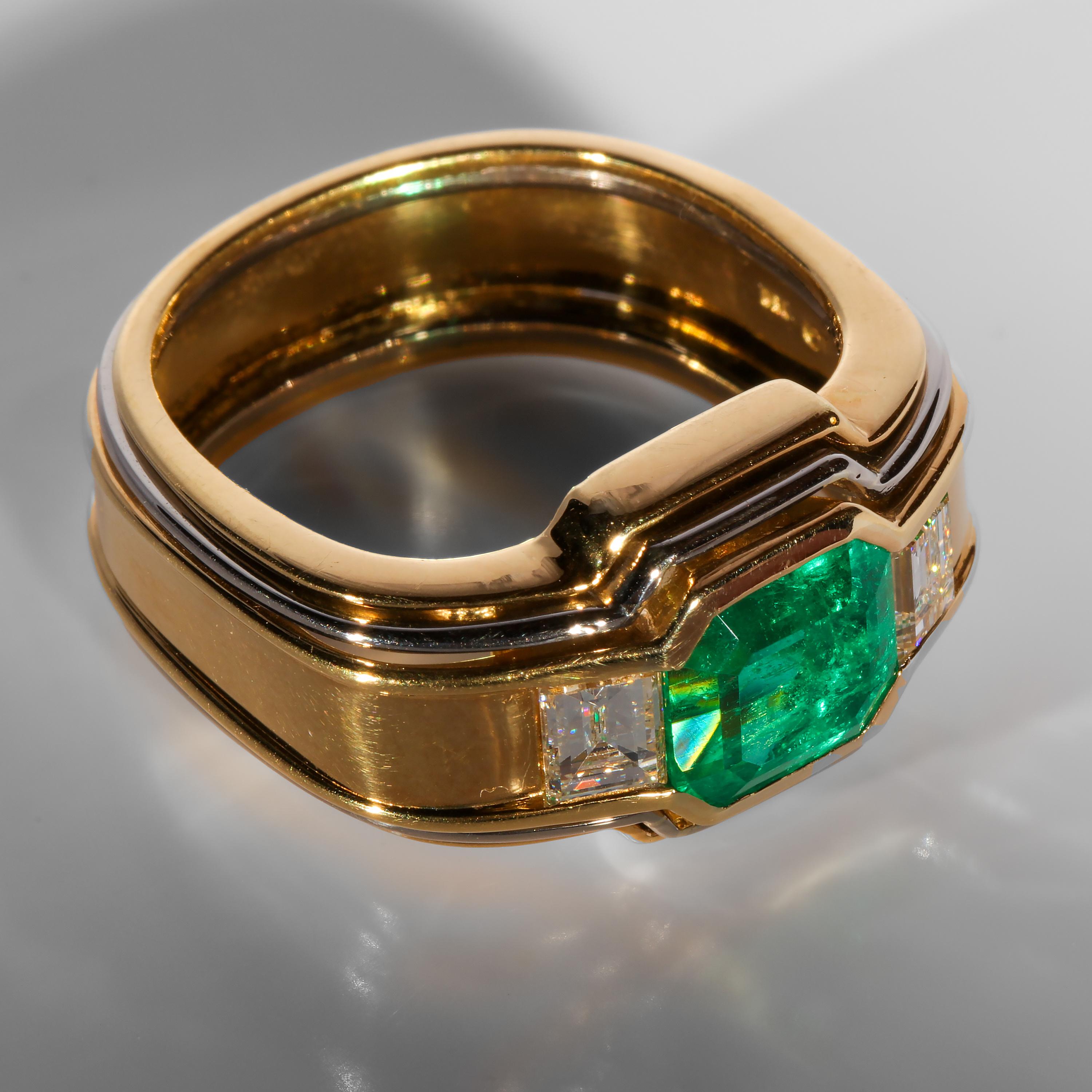 mens gold emerald ring