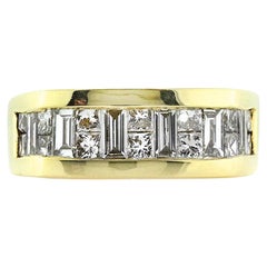 Men
s 2.88ct Princess and Baguette Cut Diamond Ring in 18K Yellow Gold