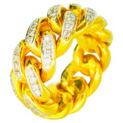 Men’s 3.00 Carat Diamonds Miami Cuban Link Ring 14k Gold