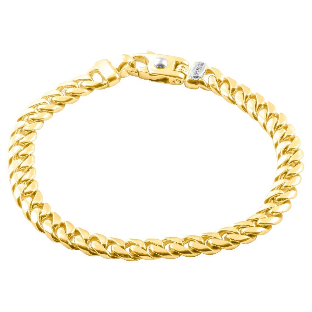 Men's 35 Gram Solid 14k Yellow Gold Cuban Link Masculine Bracelet For Sale