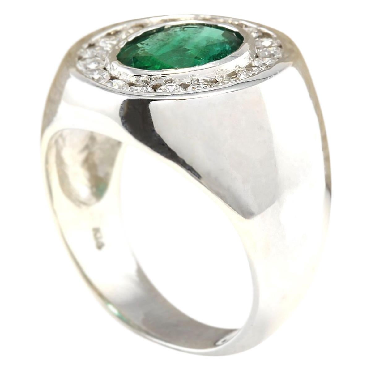 mens white gold emerald ring