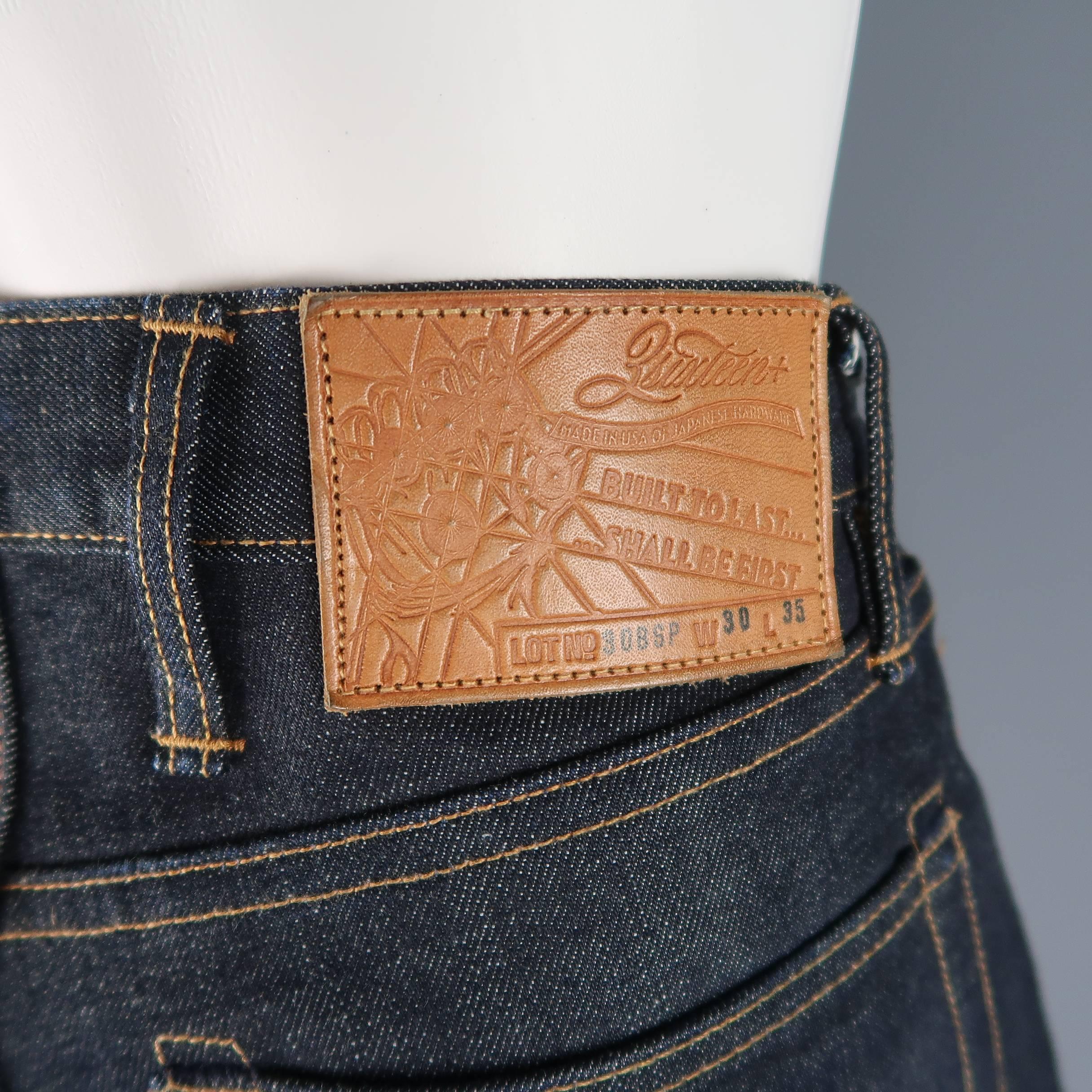 Men's 3SIXTEEN Size 30 Indigo Contrast Stitch Raw Selvedge Denim Jeans In Good Condition In San Francisco, CA