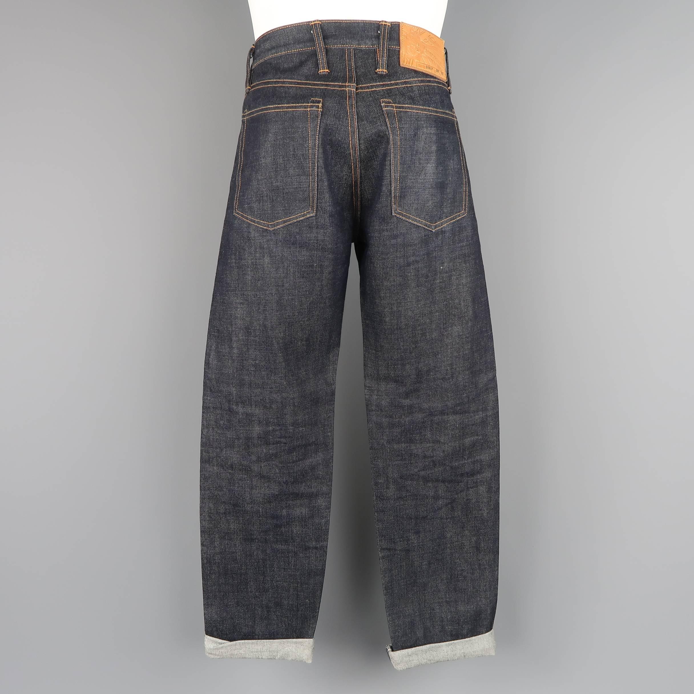 Men's 3SIXTEEN Size 30 Indigo Contrast Stitch Raw Selvedge Denim Jeans 1