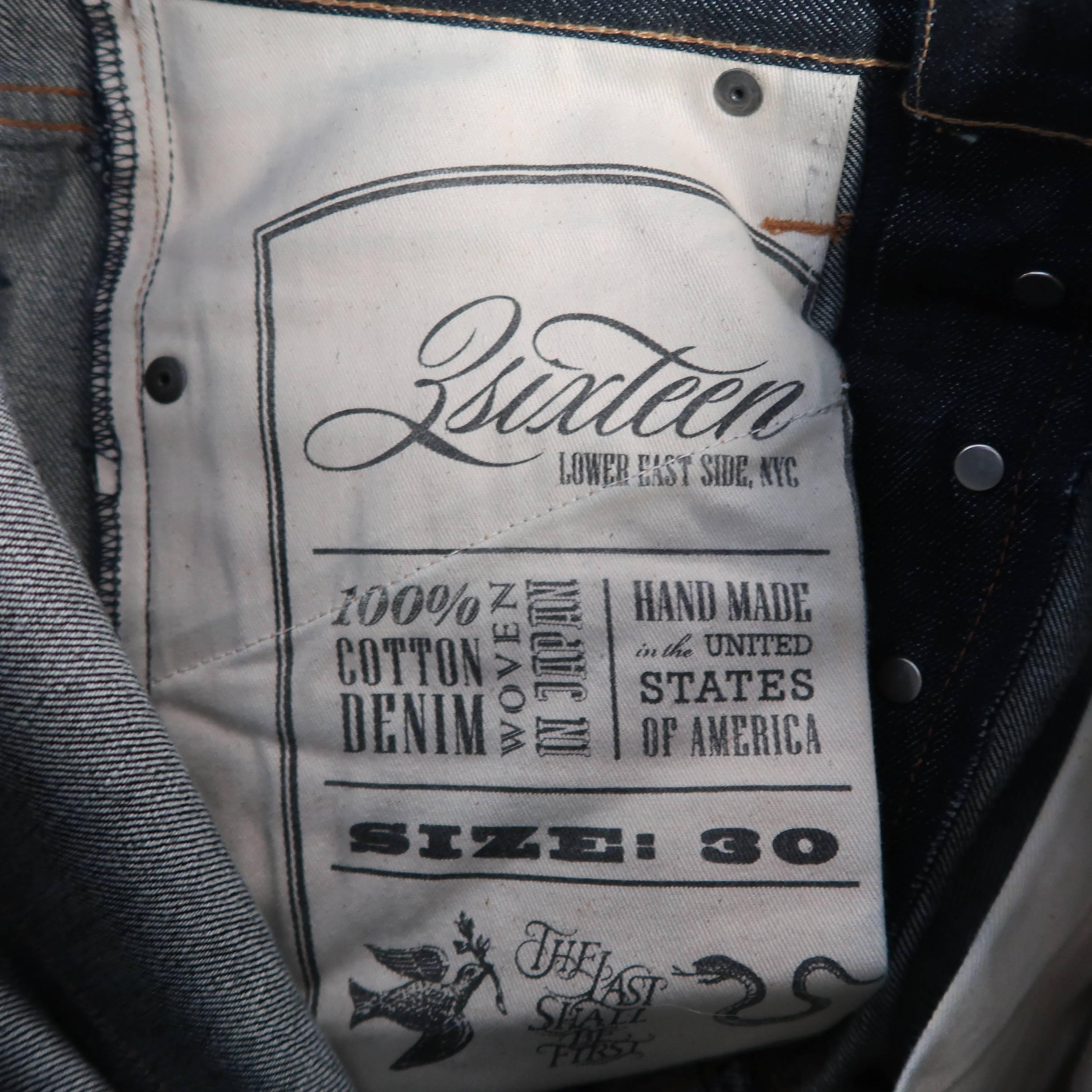 Men's 3SIXTEEN Size 30 Indigo Contrast Stitch Raw Selvedge Denim Jeans 2