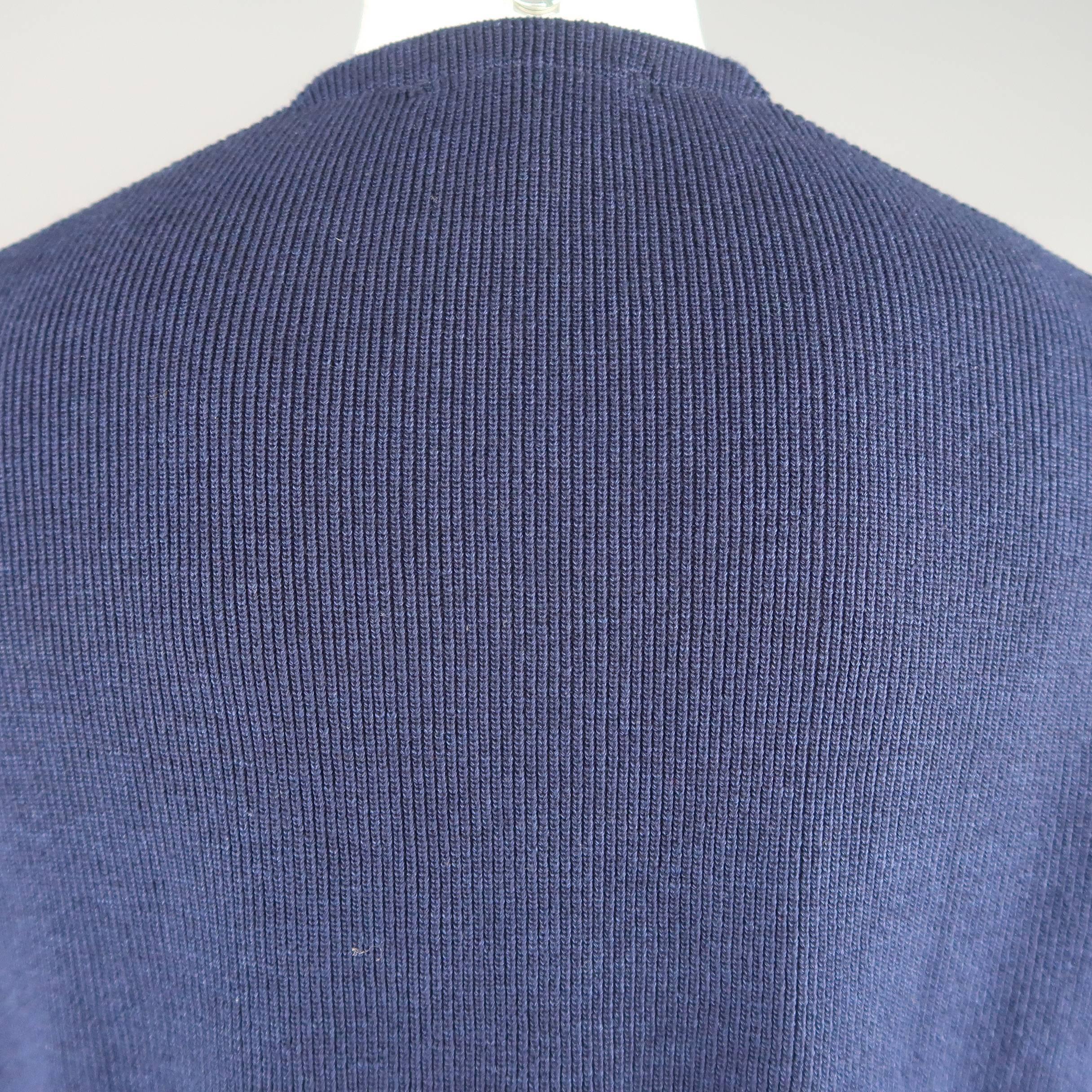 Men's 45rpm 42 Navy Color Block Cotton Knit Cardigan Jacket 1