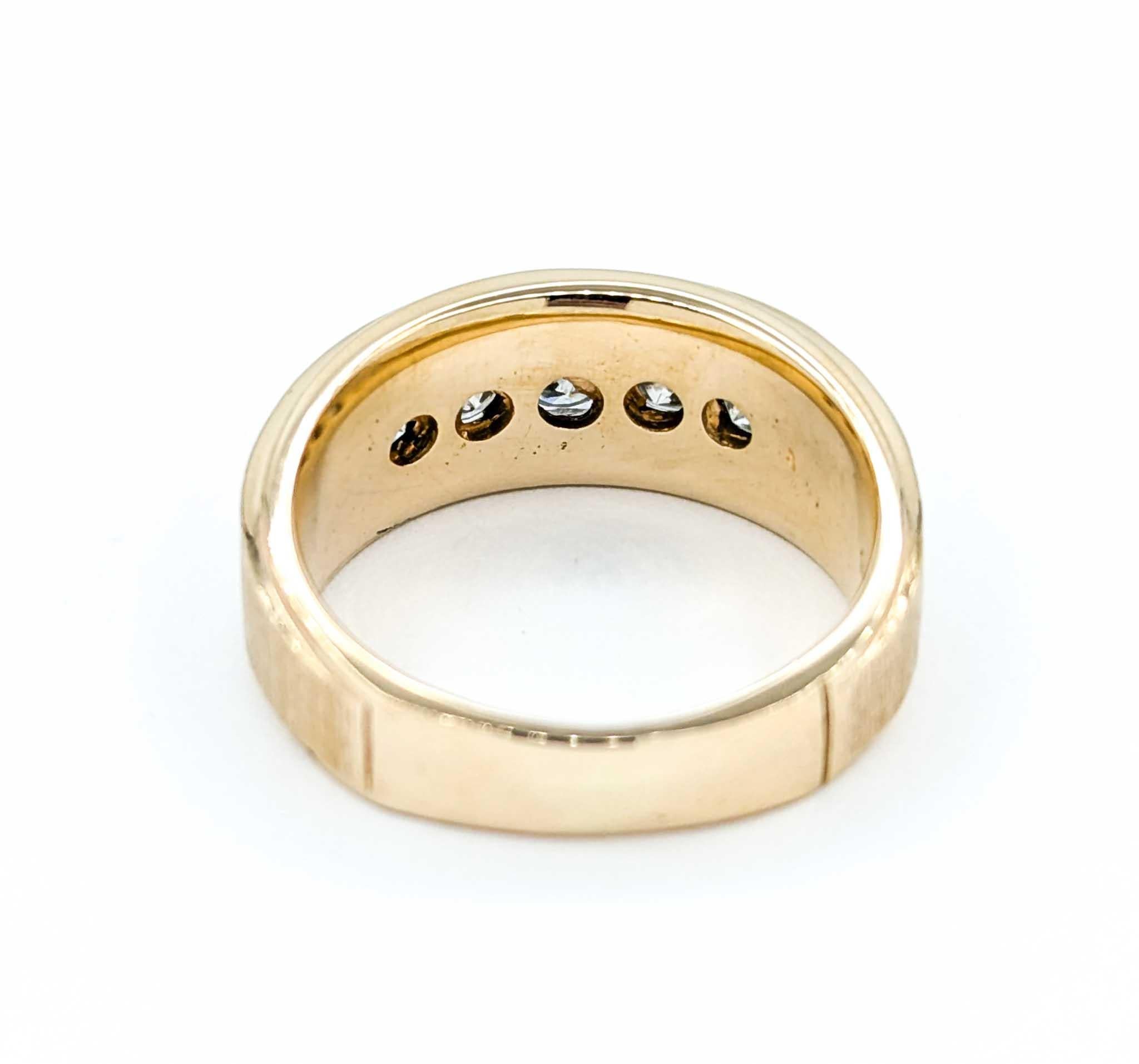 Anello di fidanzamento con 5 pietre e diamanti da uomo in vendita 1
