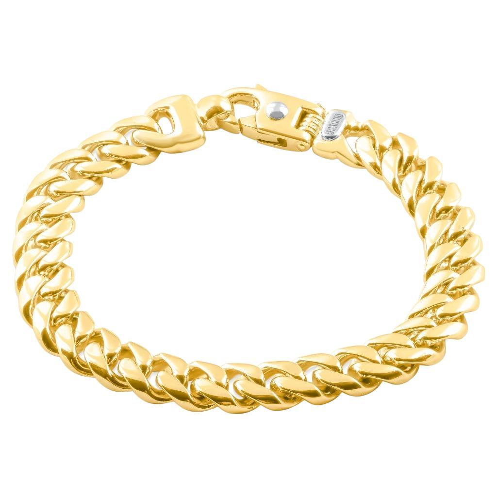 Men's 63 Gram Solid 14k Yellow Gold Cuban Link Masculine Bracelet For Sale
