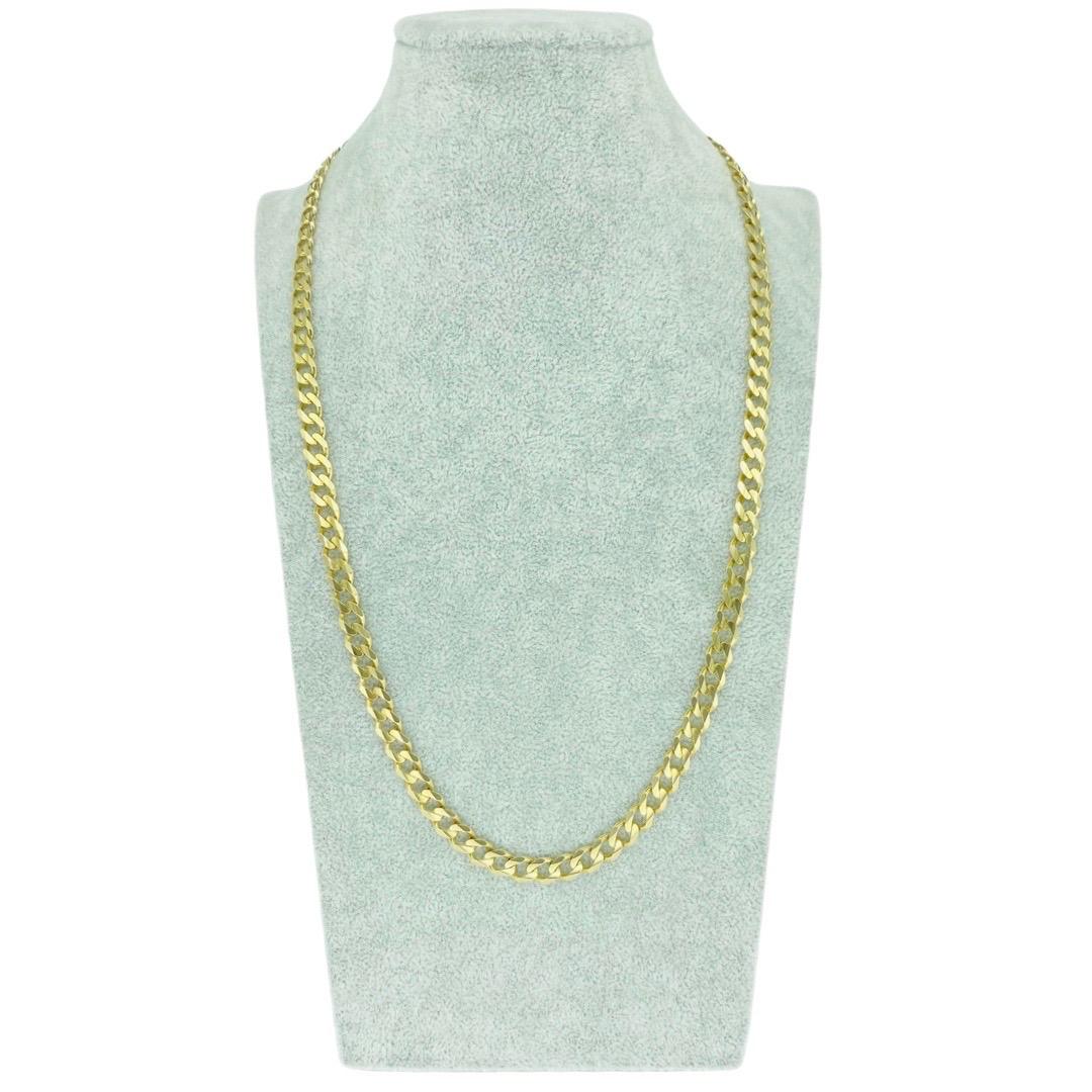 Men’s 6.7mm 14k Gold Cuban Curb Link Chain 24 Inch. The chain weights 40 grams.