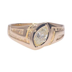 Men's .75 Carat Natural Marquise Cut Diamond Ring Gold 14 Karat 8.10 Grams