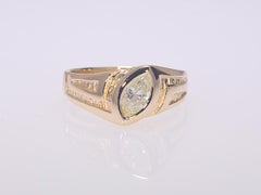 Men's .75 Carat Natural Marquise Cut Diamond Ring Gold 14 Karat 8.10 Grams