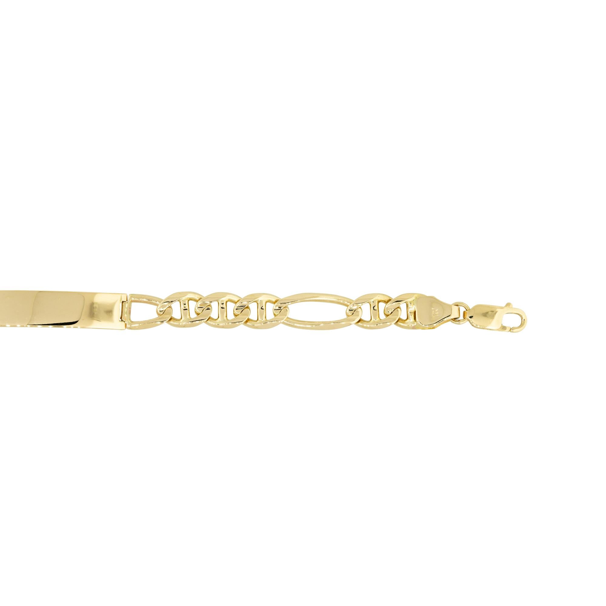 Men's Link Chain ID Plate Bracelet 14 Karat in Stock For Sale 1