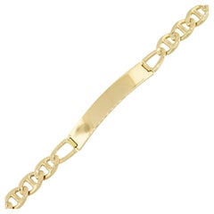 Men's Link Chain ID Plate Bracelet 14 Karat in Stock