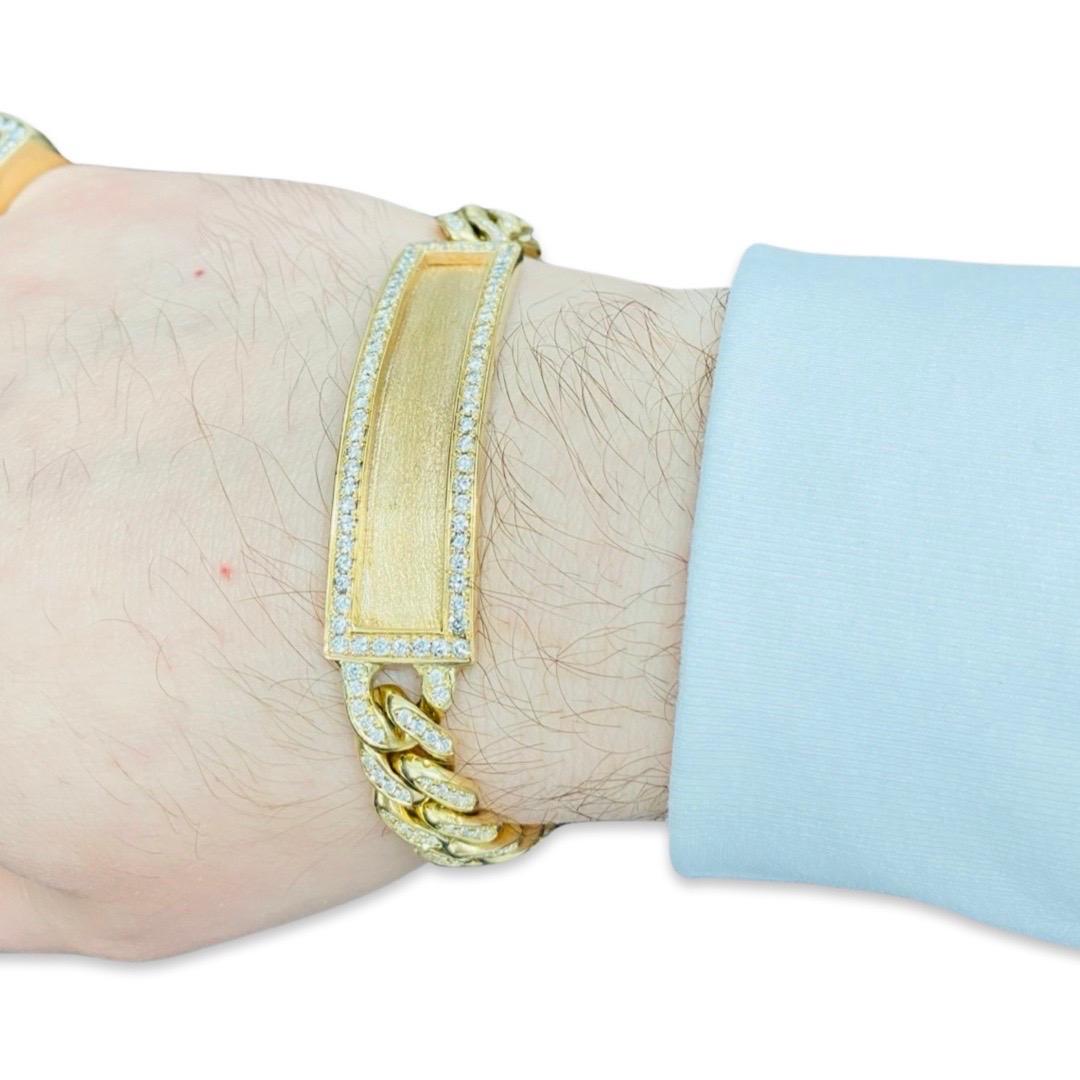 gold cuban link id bracelet