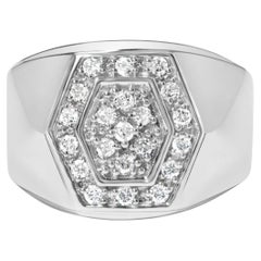 Men's .925 Sterling Silver 1/2 Cttw Multi-Diamond Hexagon Frame Ring