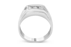 Men's .925 Sterling Silver 1/3 Cttw Diamond Channel Set 3 Stone Ring Band